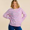 Langarmshirtgestreift WeissPink 3 3